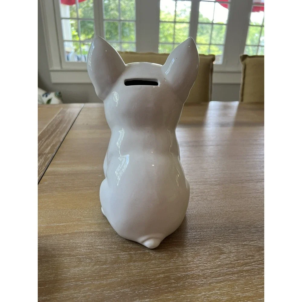 French Bulldog Ceramic Piggy Bank White Display Statue
